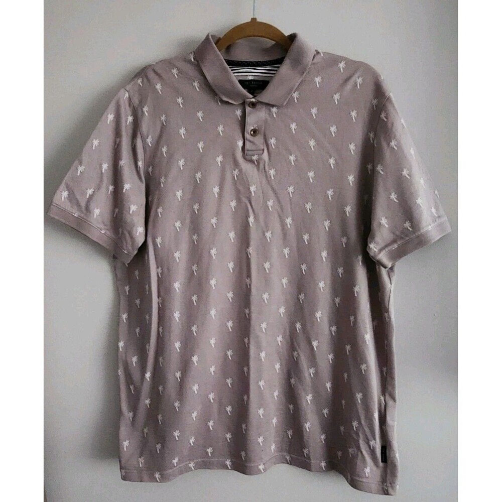 Ted Baker London Gray Palm Print Polo Mens Size Small